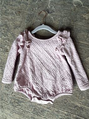 The Beaufort Bonnet Company Pale Pink Quilted Ruffle Bodysuit